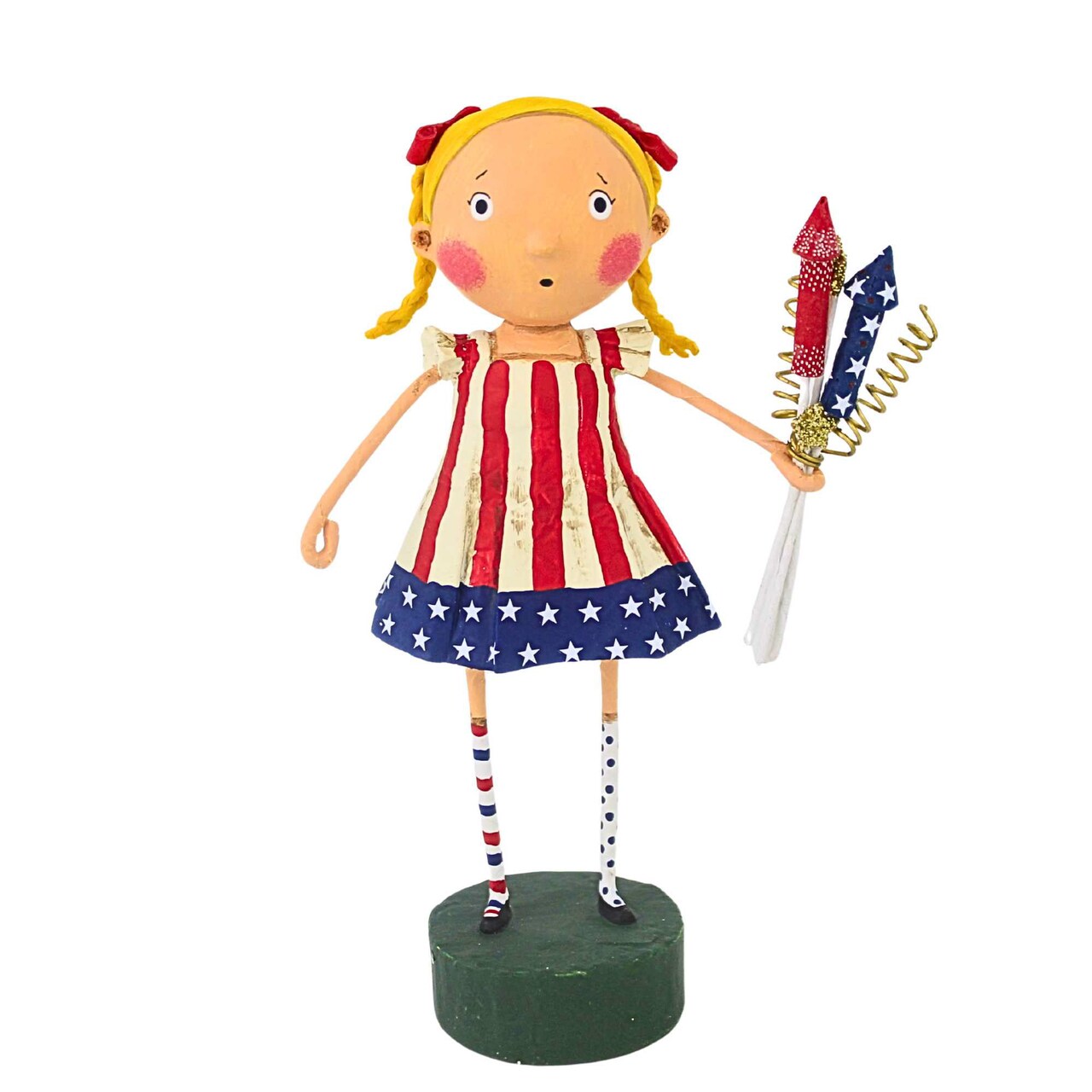 Lori Mitchell 6.25 In Susie Sparkle Patriotic Figurine , Lightweight Summer Decor July 4Th Americana